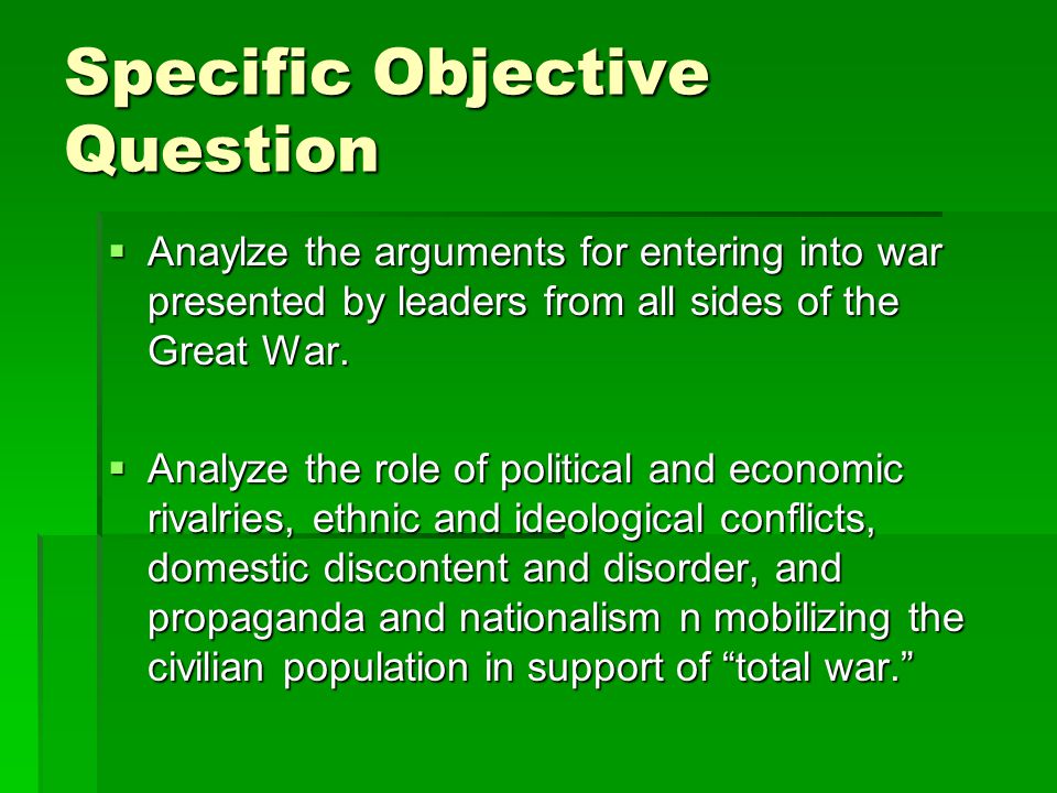 Specific Objective Question