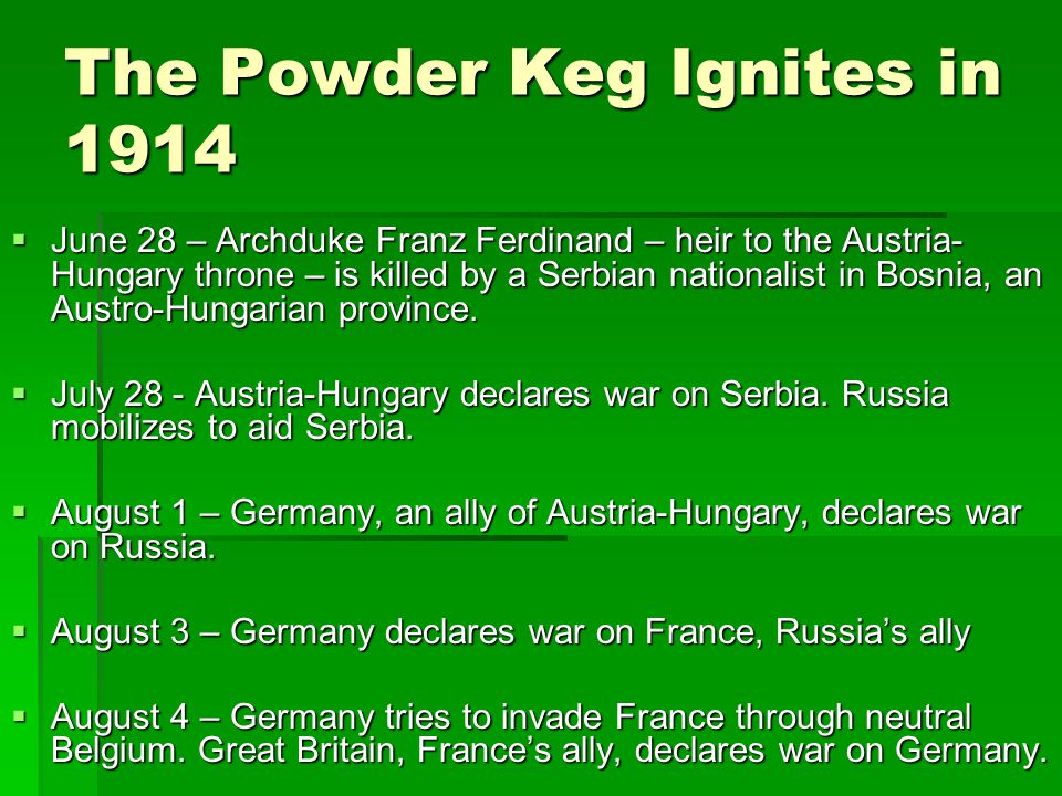 The Powder Keg Ignites in 1914