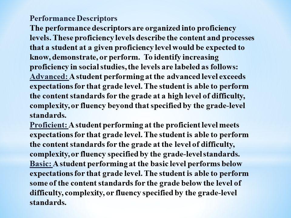 Performance Descriptors
