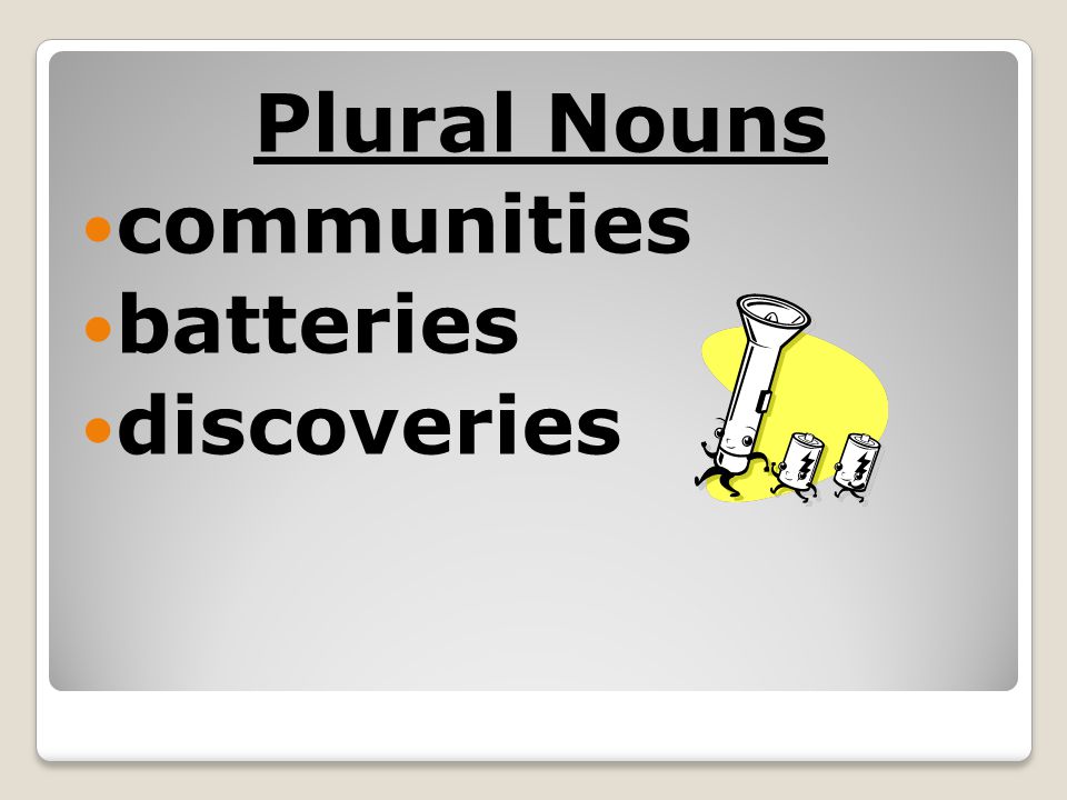 Plural Nouns communities batteries discoveries