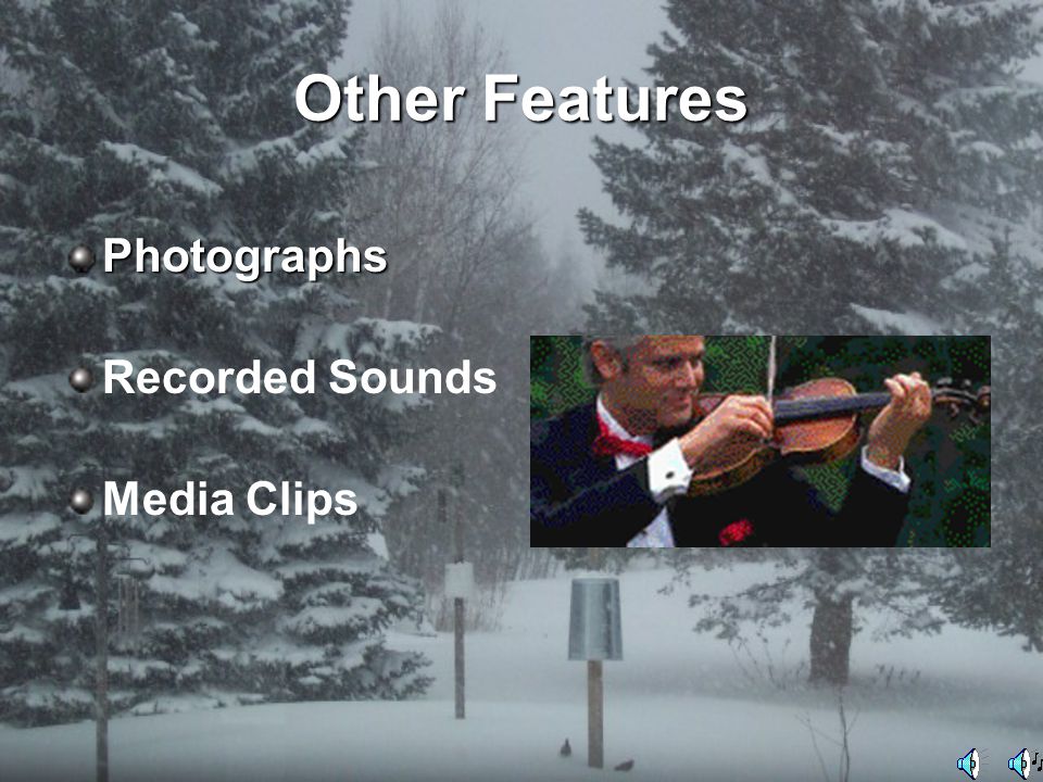 Other Features Photographs Recorded Sounds Media Clips