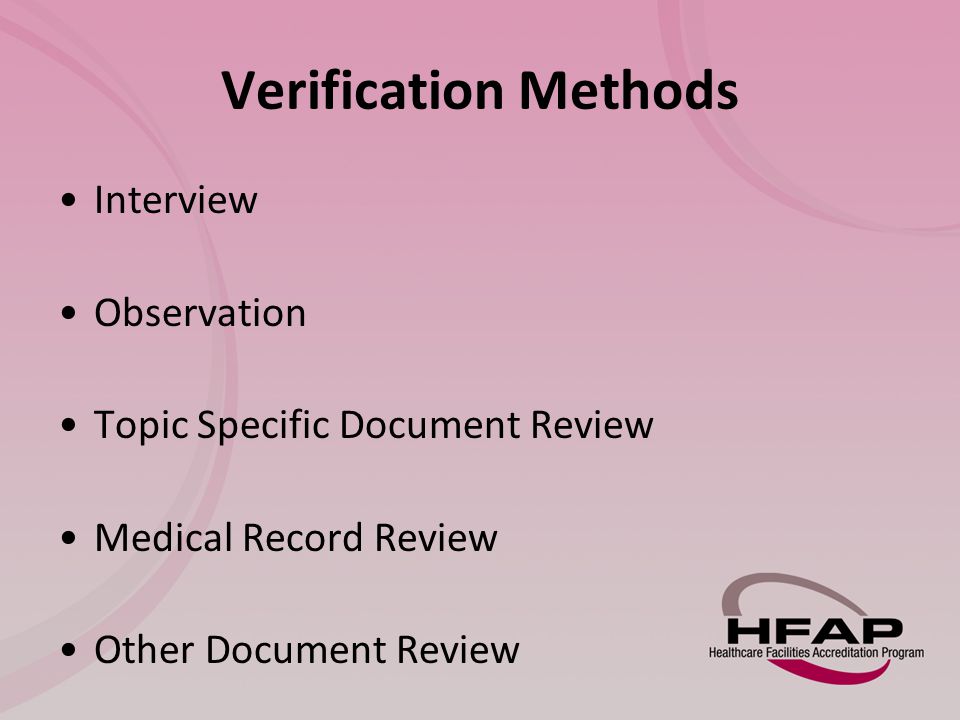 Verification Methods Interview Observation