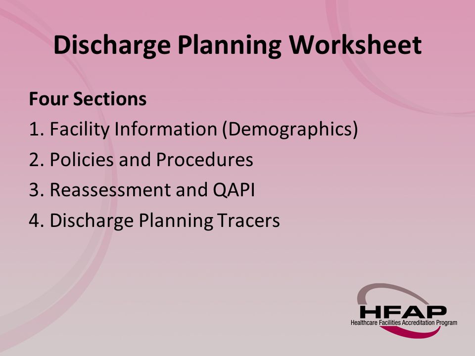 Discharge Planning Worksheet