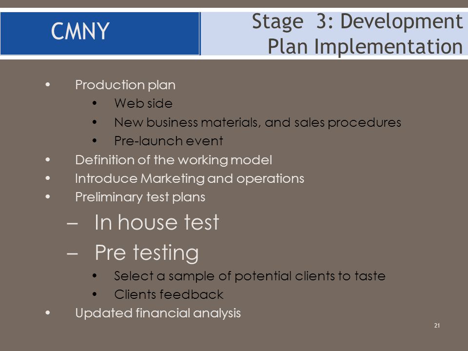 Stage 3: Development Plan Implementation