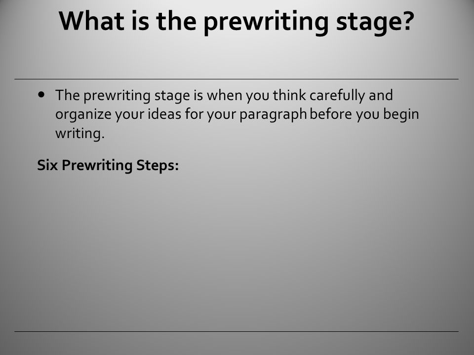 What is the prewriting stage