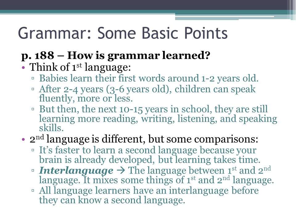Grammar: Some Basic Points
