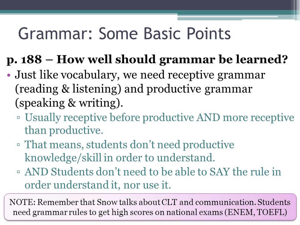 Grammar: Some Basic Points