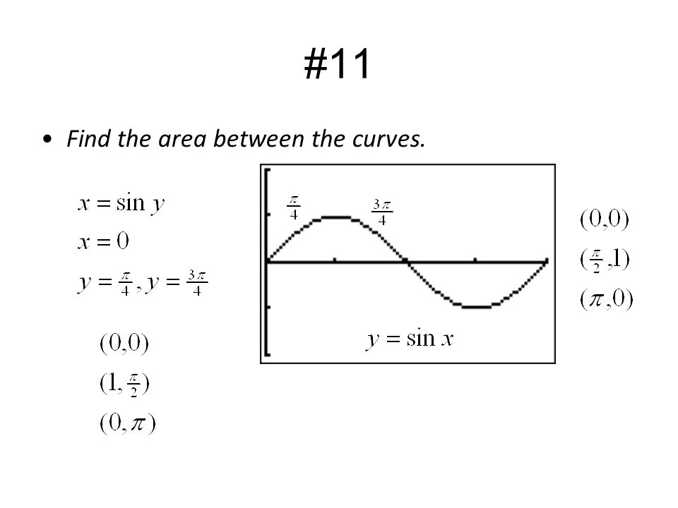 #11 Find the area between the curves.