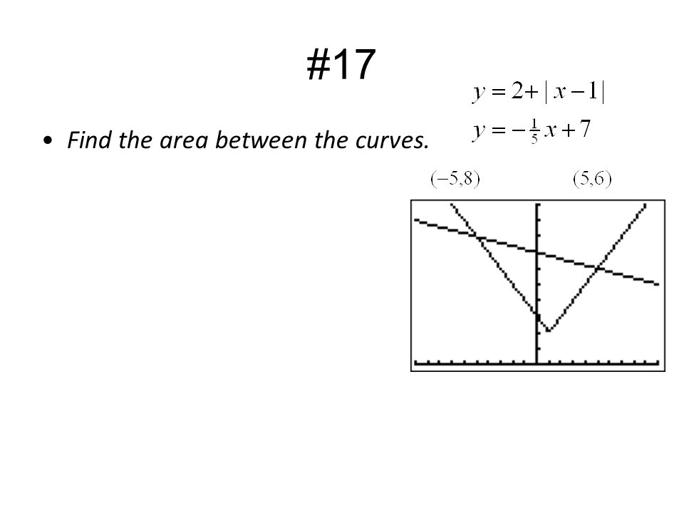#17 Find the area between the curves.