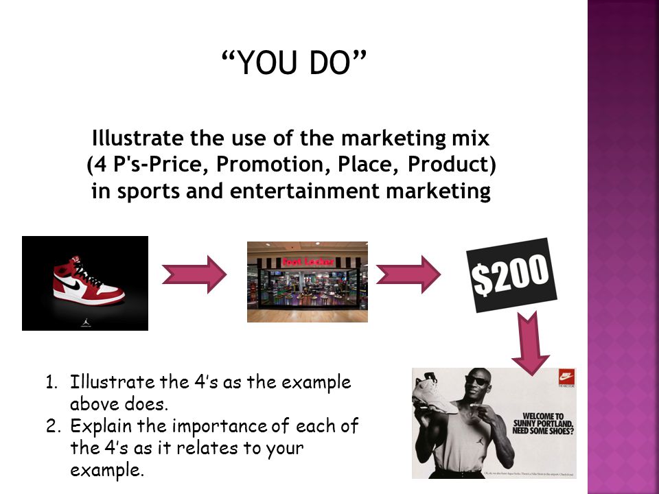 YOU DO Illustrate the use of the marketing mix