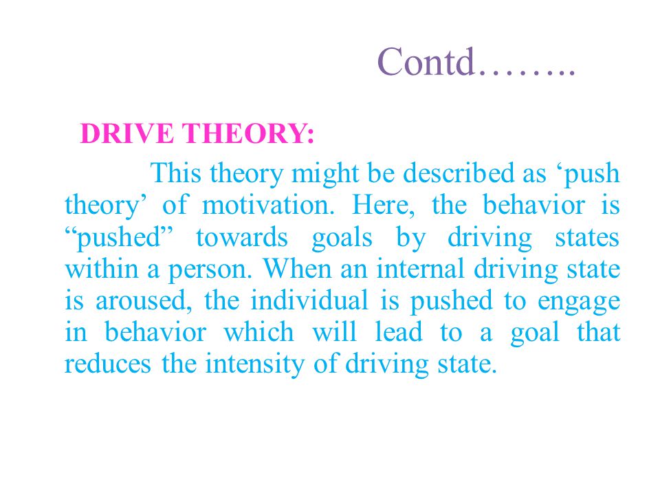 Contd…….. DRIVE THEORY: