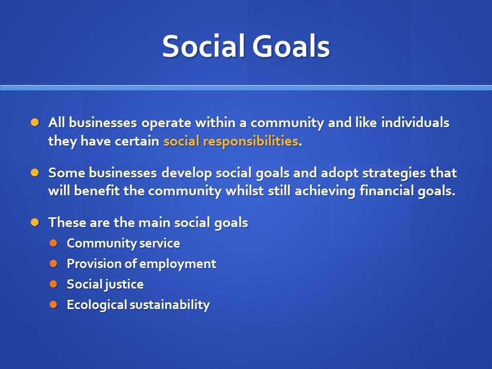examples of social goals for students