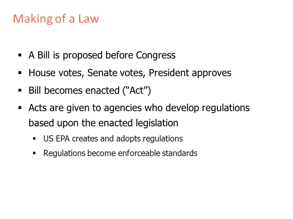 Making of a Law A Bill is proposed before Congress