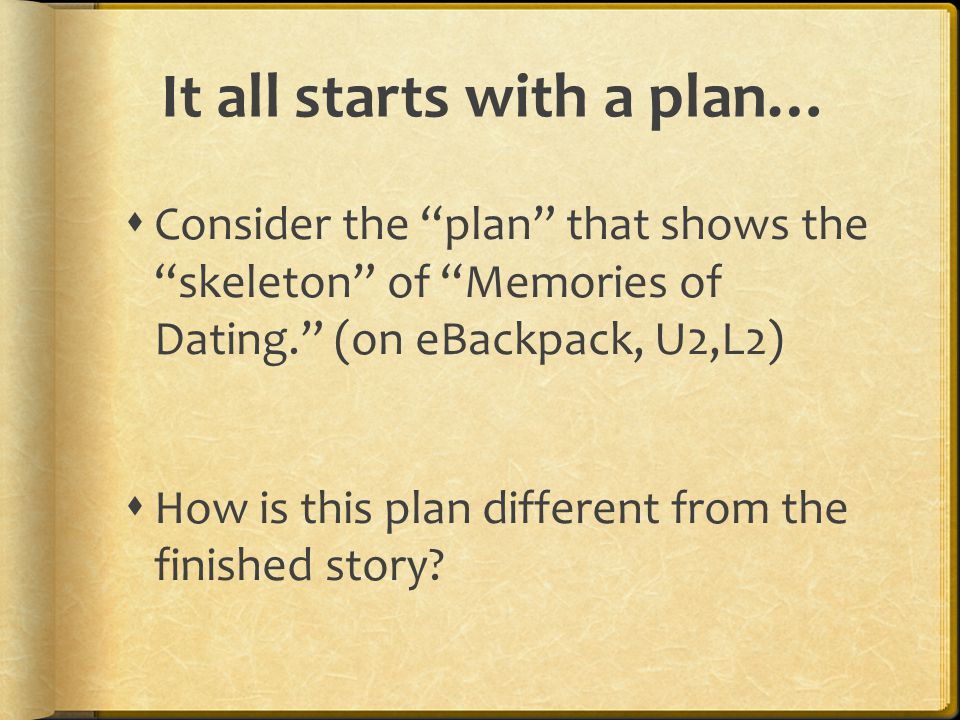 It all starts with a plan…