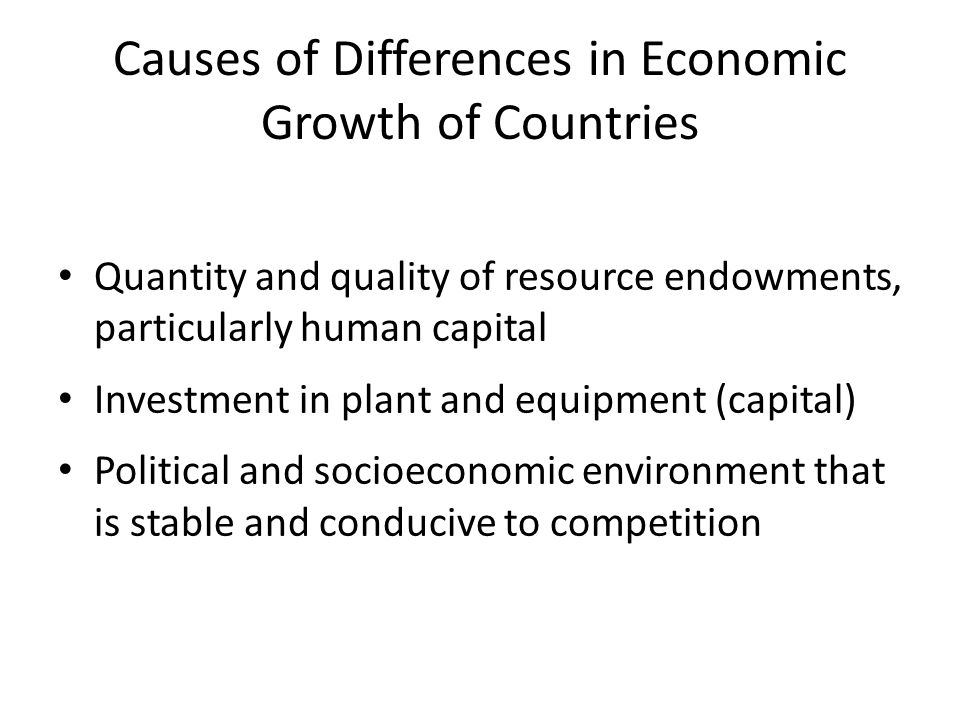 Causes of Differences in Economic Growth of Countries