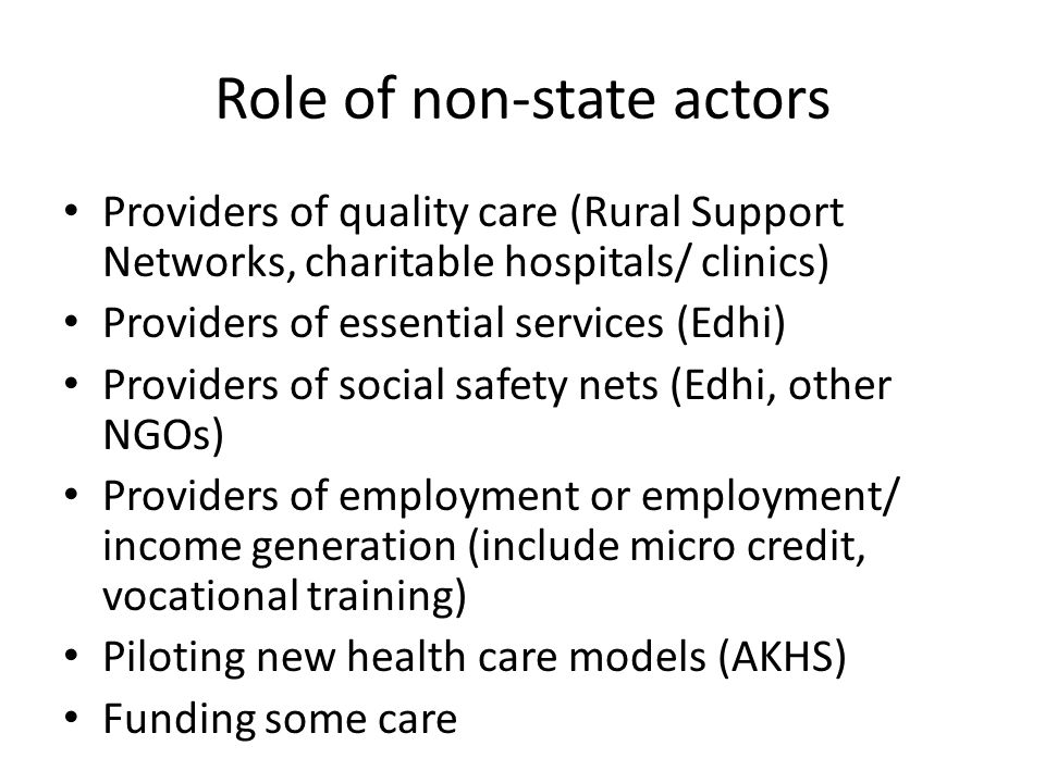 Role of non-state actors