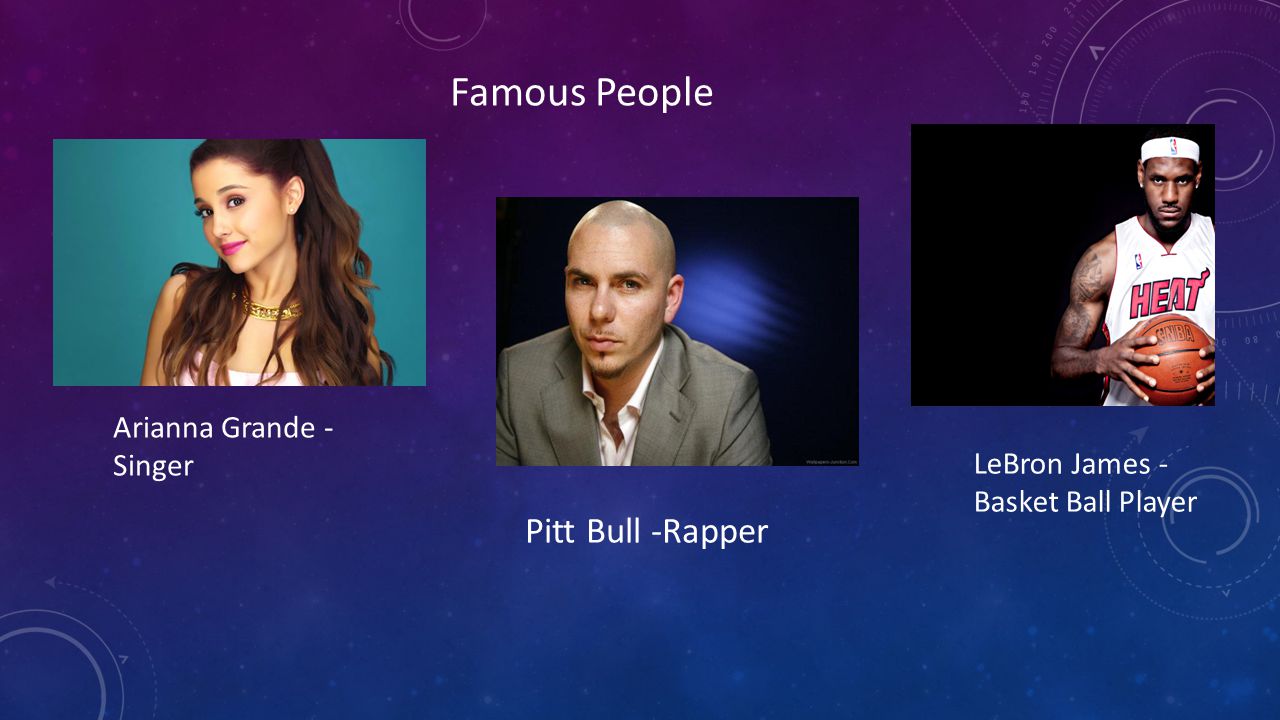 Famous People Pitt Bull -Rapper Arianna Grande - Singer