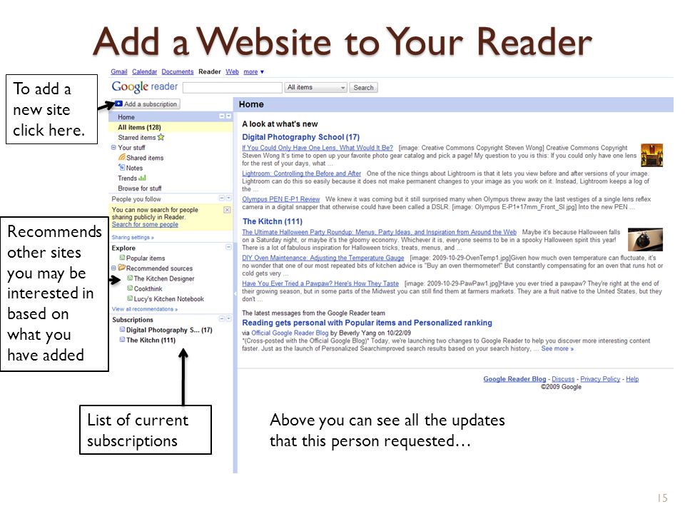 Add a Website to Your Reader