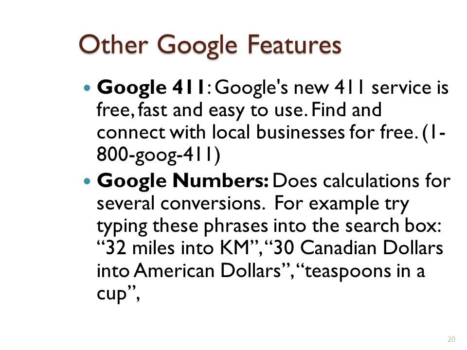 Other Google Features