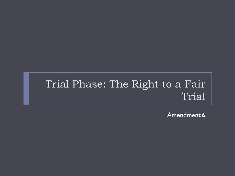 Trial Phase: The Right to a Fair Trial