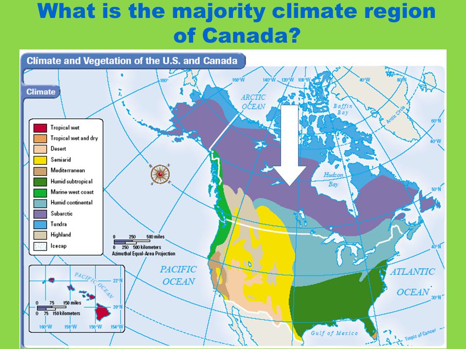 What is the majority climate region of Canada