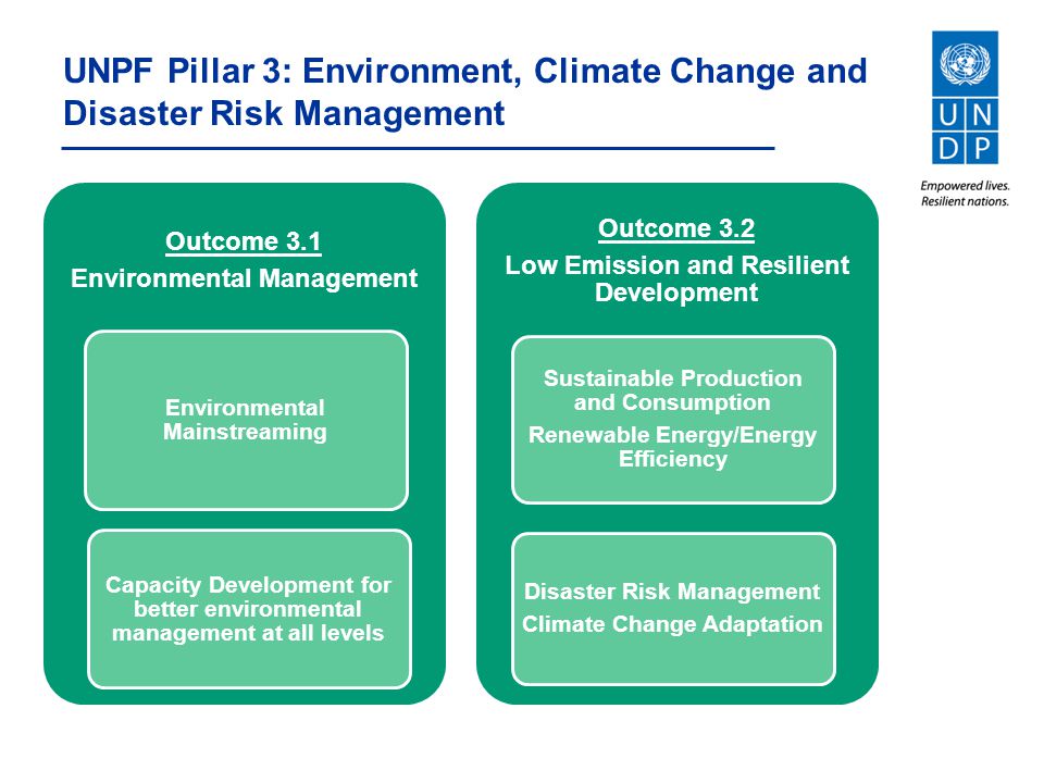 UNPF Pillar 3: Environment, Climate Change and Disaster Risk Management