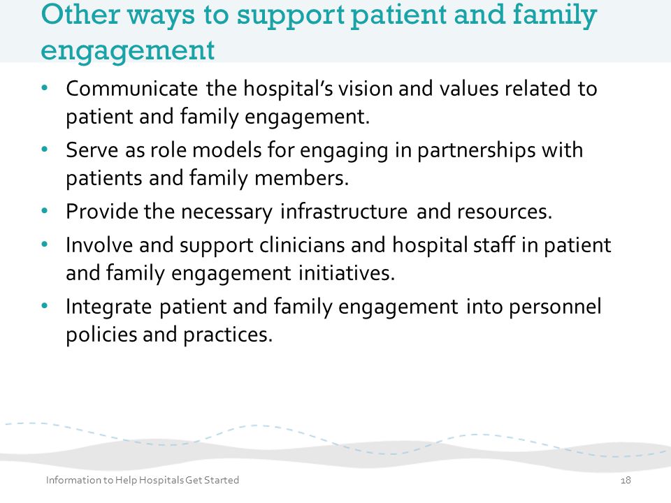 Other ways to support patient and family engagement