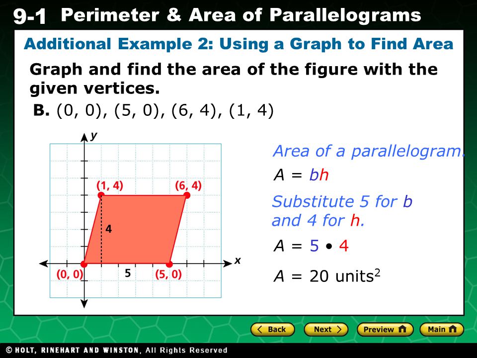 Additional Example 2: Using a Graph to Find Area