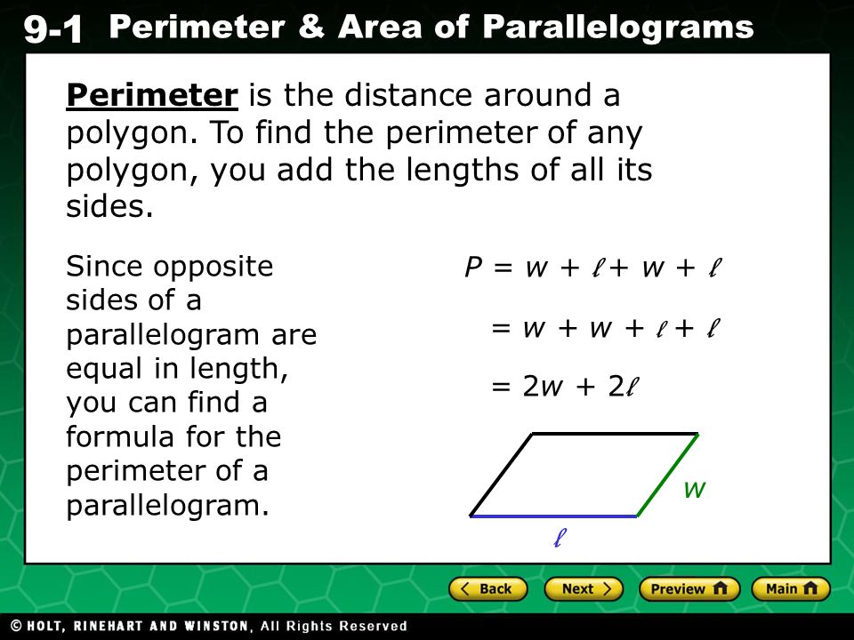 Perimeter is the distance around a polygon