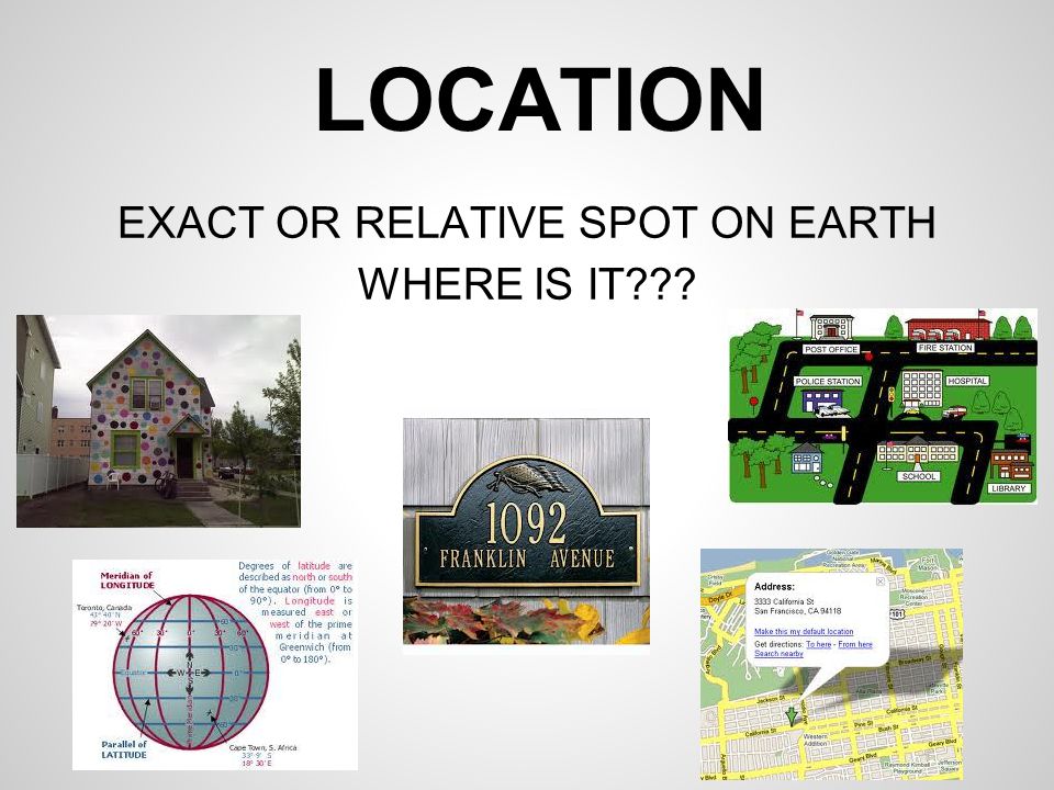 EXACT OR RELATIVE SPOT ON EARTH