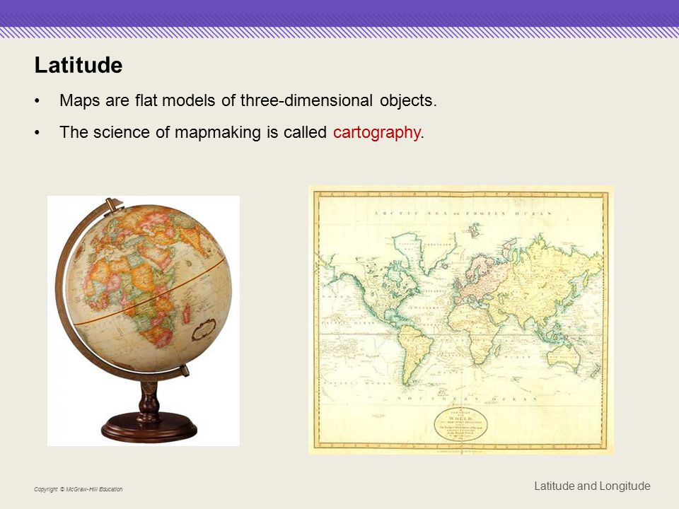 Latitude Maps are flat models of three-dimensional objects.