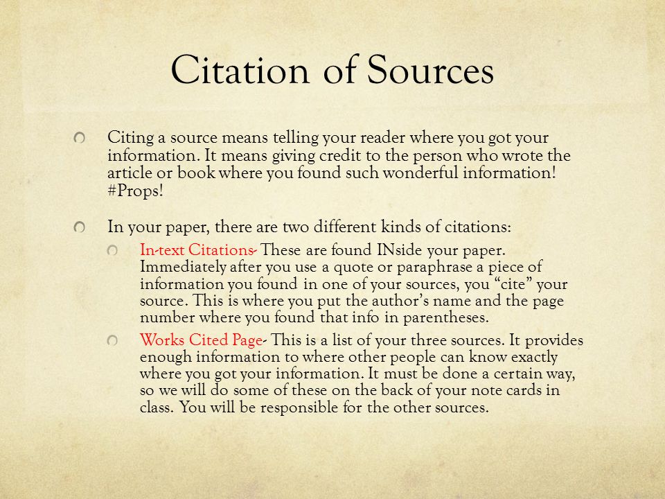 Citation of Sources