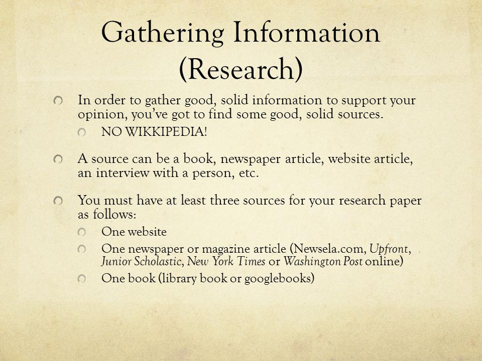 Gathering Information (Research)