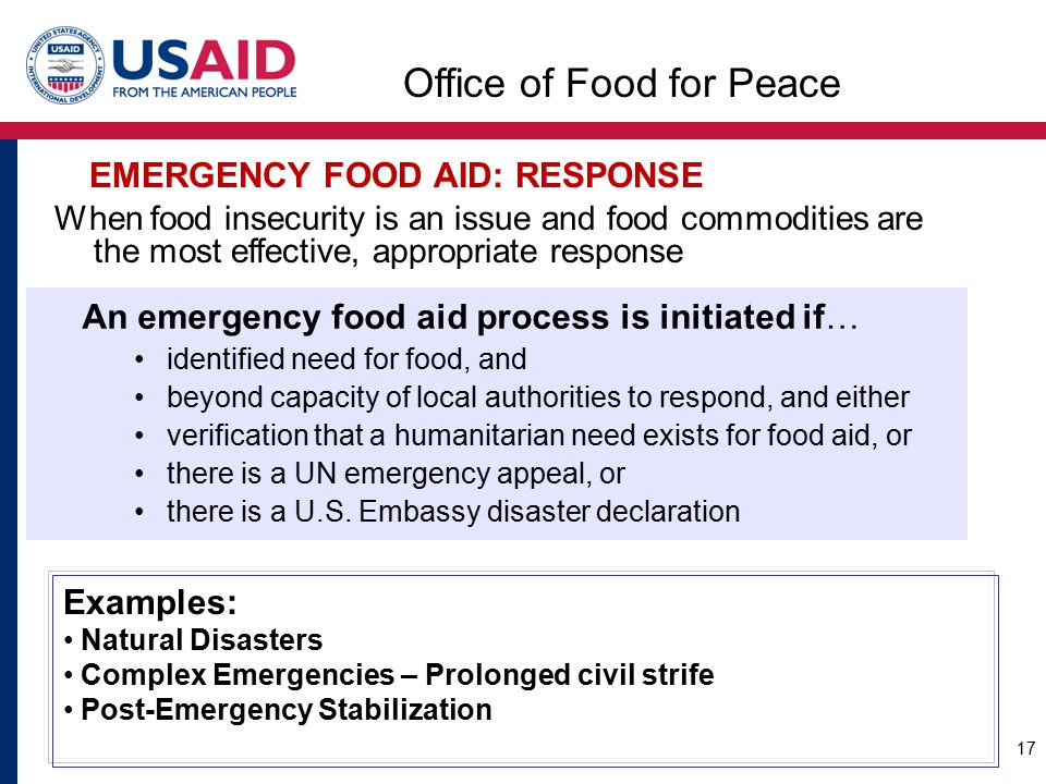 EMERGENCY FOOD AID: RESPONSE