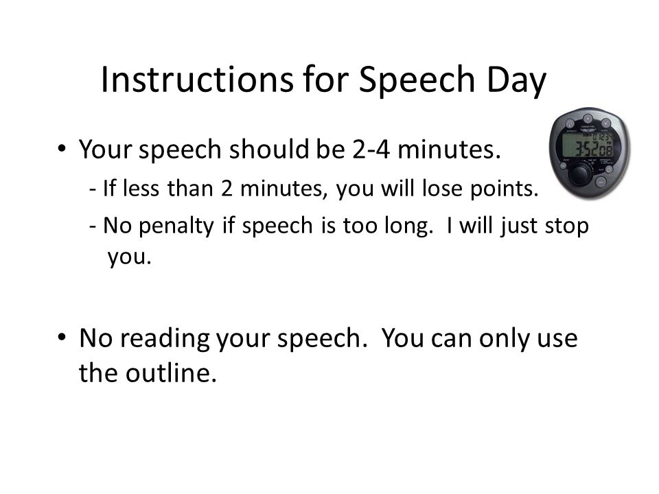 Instructions for Speech Day