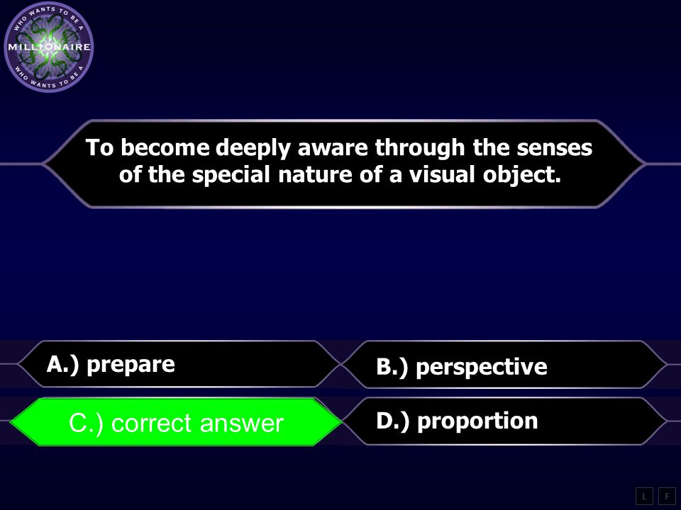 C.) correct answer To become deeply aware through the senses