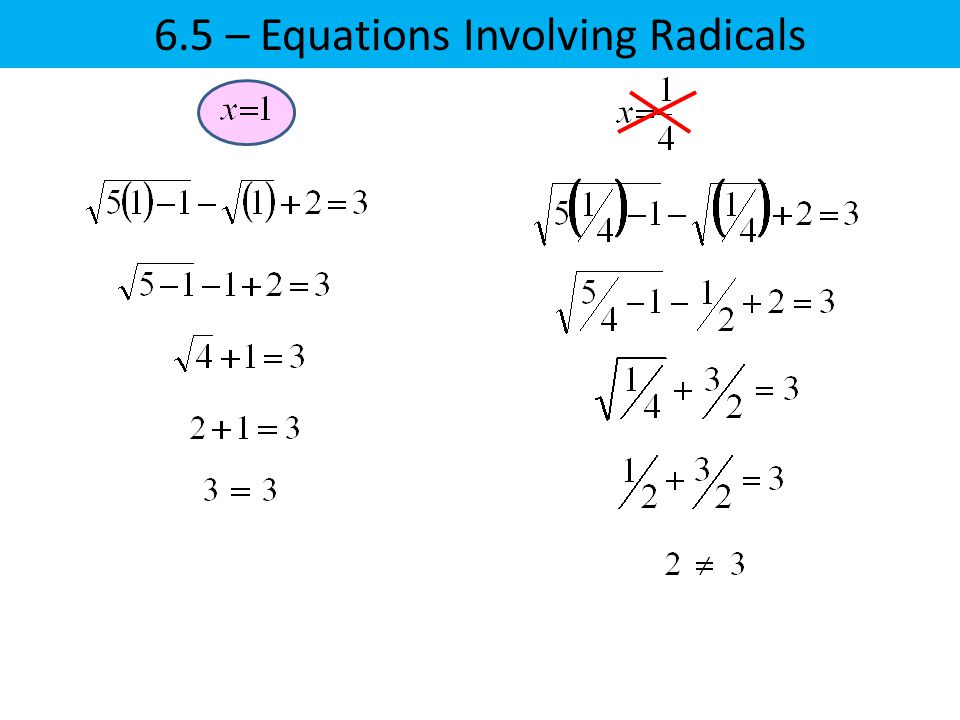6.5 – Equations Involving Radicals