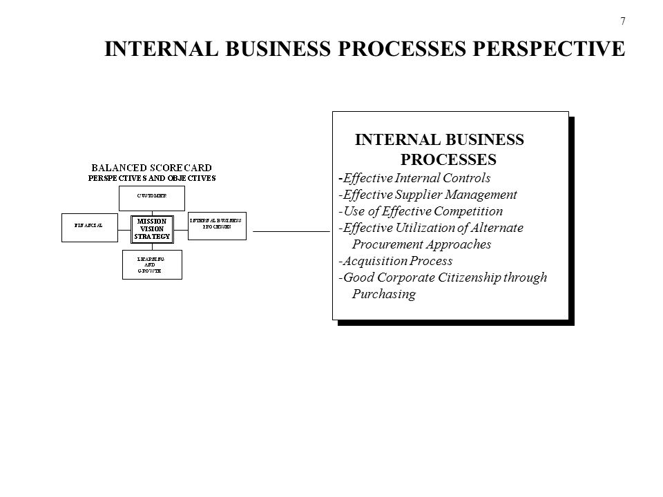 INTERNAL BUSINESS PROCESSES PERSPECTIVE