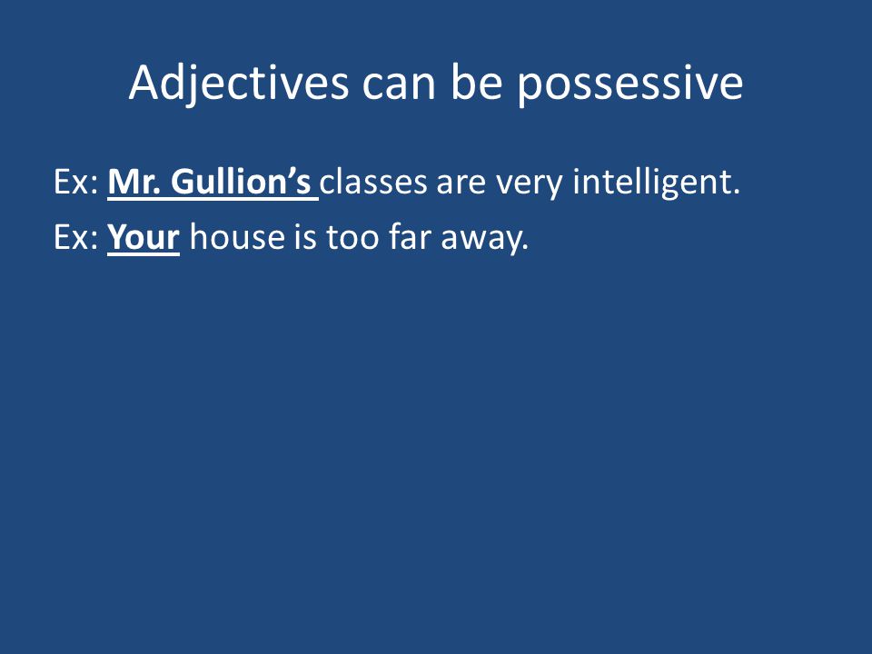 Adjectives can be possessive