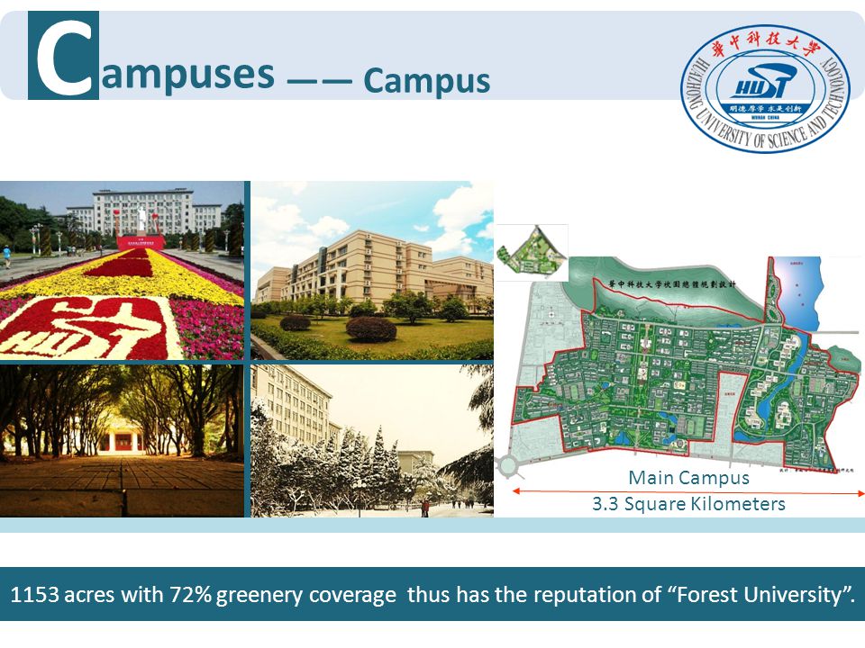 C ampuses. —— Campus. Main Campus. 3.3 Square Kilometers.