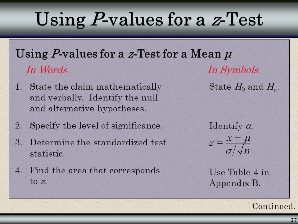 Using P-values for a z-Test