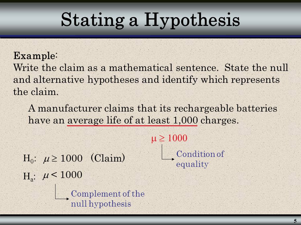 Stating a Hypothesis Example: