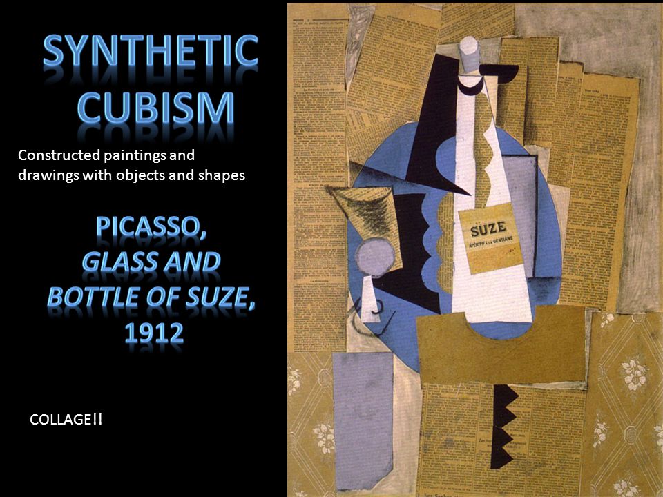 SYNTHETIC CUBISM Picasso, Glass and Bottle of Suze, 1912