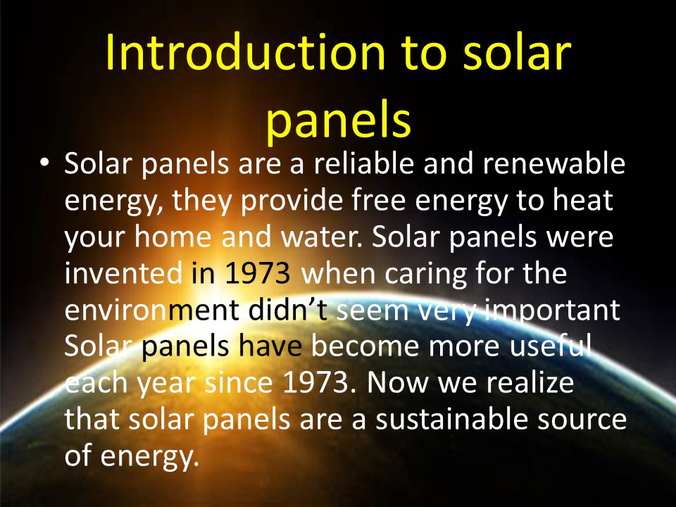 Introduction to solar panels