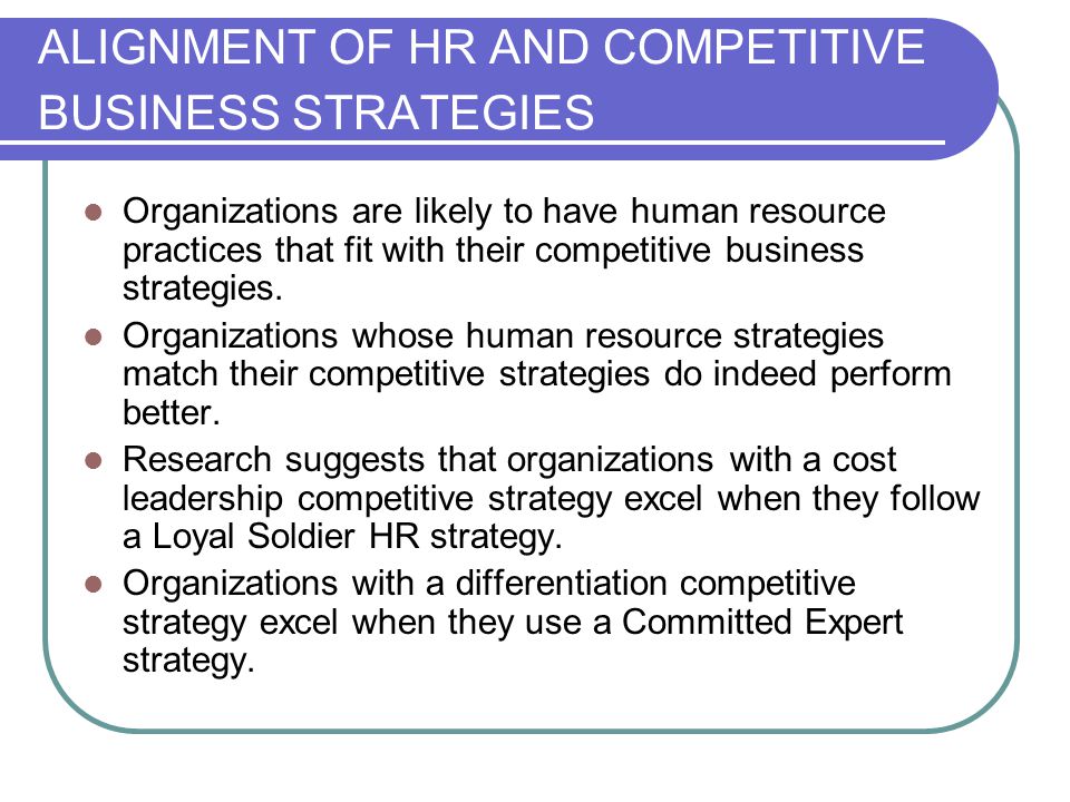 ALIGNMENT OF HR AND COMPETITIVE BUSINESS STRATEGIES