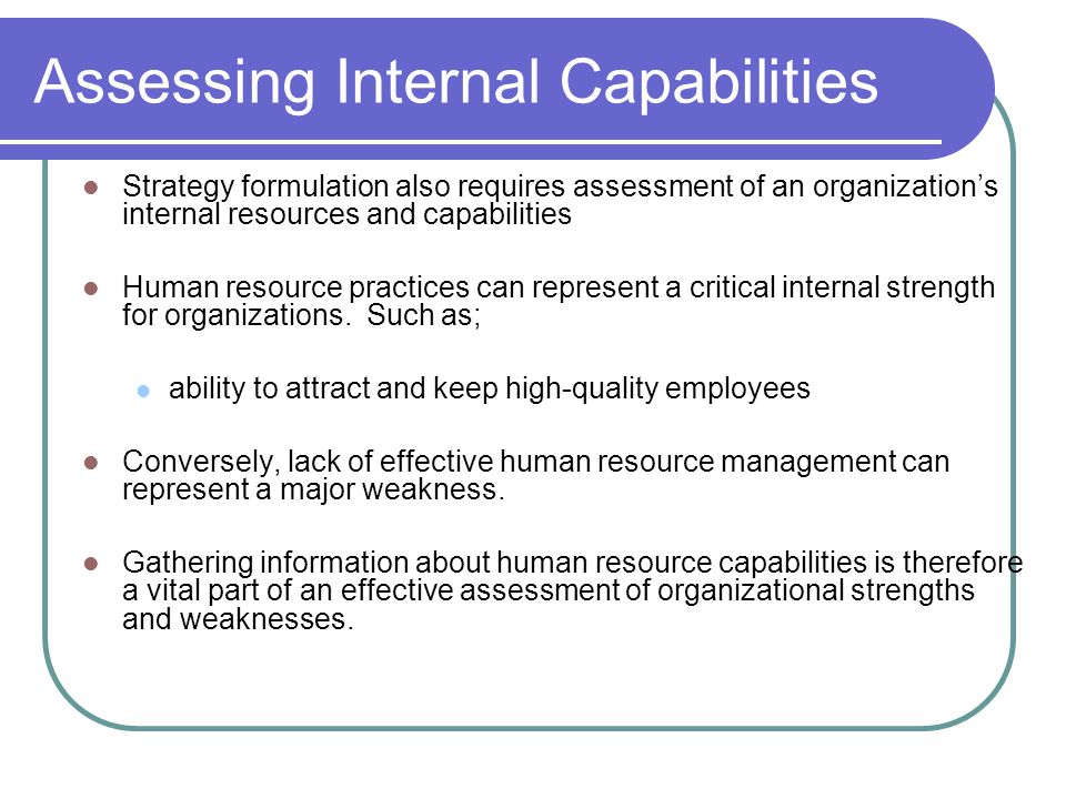 Assessing Internal Capabilities