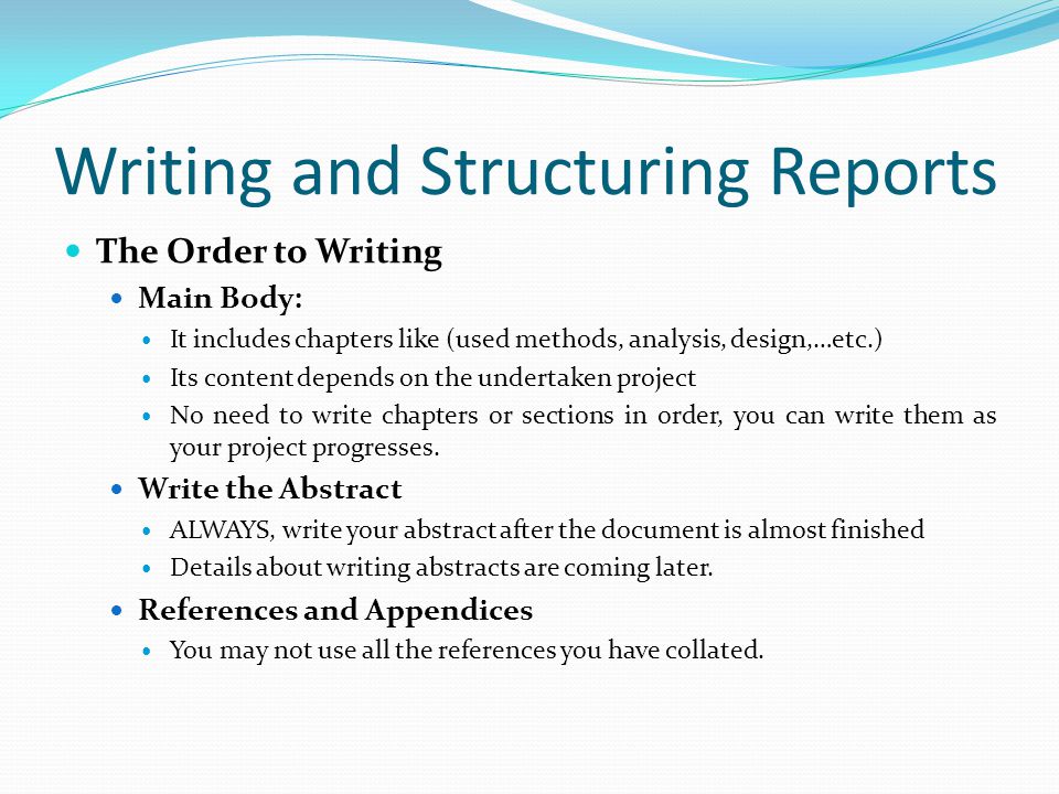Writing and Structuring Reports