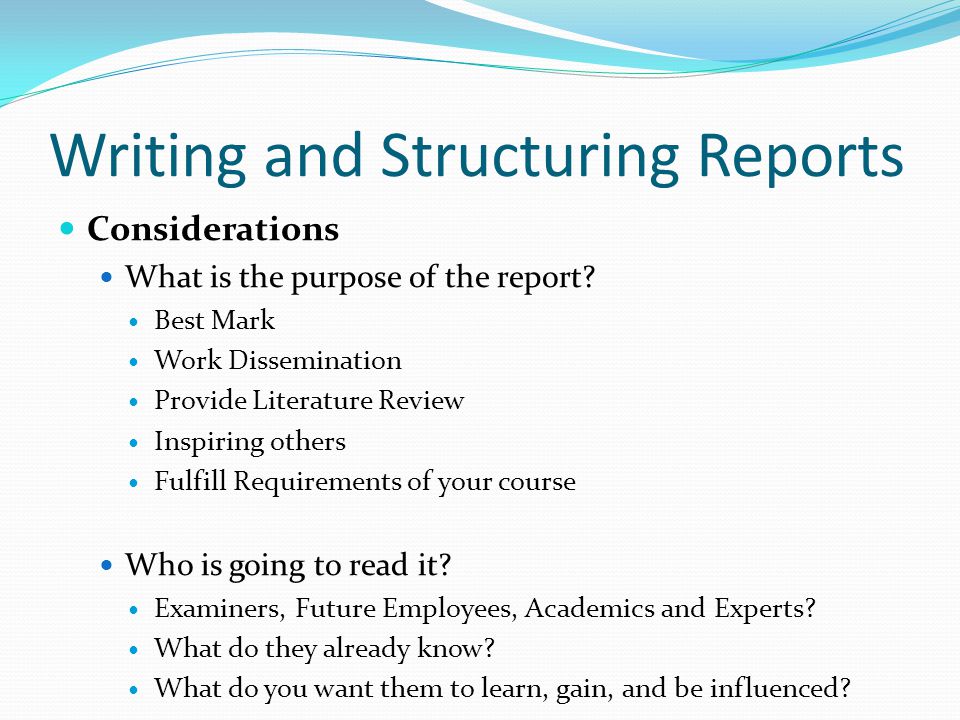 Writing and Structuring Reports