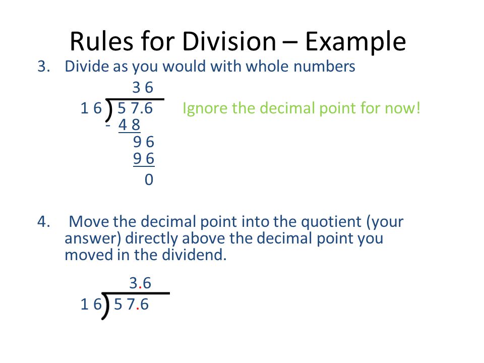 Rules for Division – Example