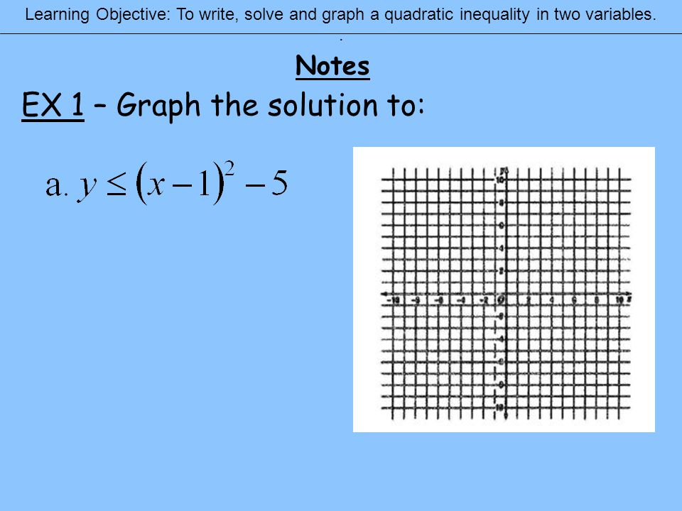 EX 1 – Graph the solution to: